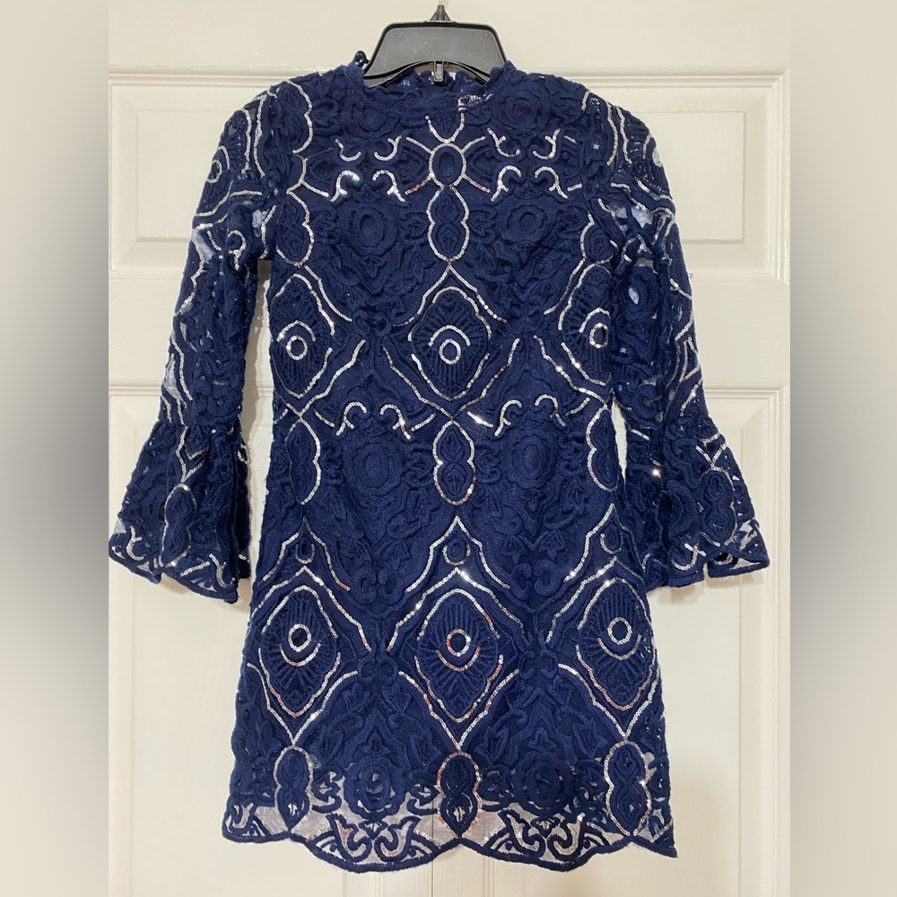 GB Girls navy Blue lace and sequins dress size 12